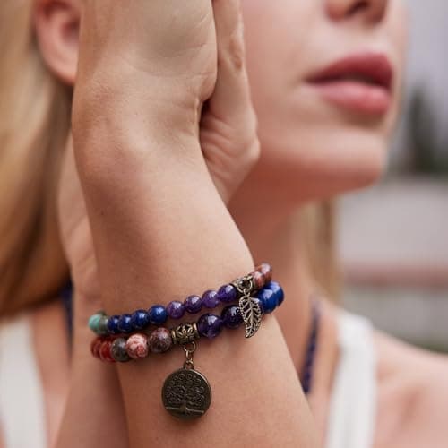 Parfum Bracelet Chakra En Pierre Naturelle - Bracelet Perles Naturelles Pour Femme - Ensemble De Deux Bracelets Avec Acc