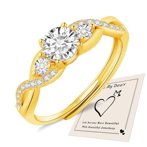 Bague argent sterling 925 HEESA pour femme - or rose, ajustable, corde tordue, bague de promesse, boîte-cadeau — Tout en or