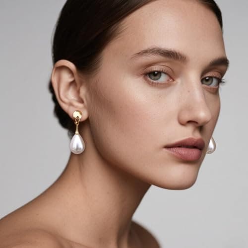 Clip d'oreille perle Adramata Femmes Boucles d'Oreilles Pendantes Argent Fantaisie Non Piercing Recycled Standard 100