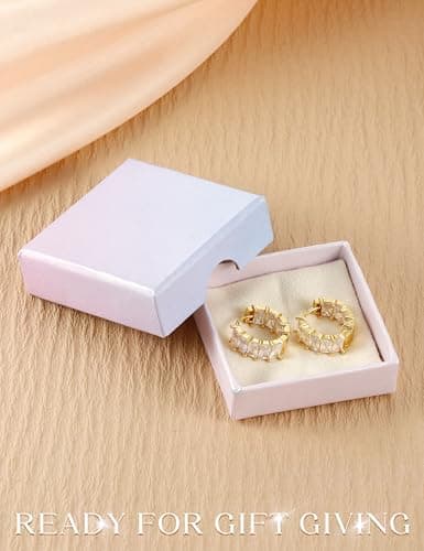Adramata Boucles d'Oreilles Femme Or Argent 925 Brillant Boucles d'Oreilles Créoles Fantaisie Boucles d'Oreilles Femme C