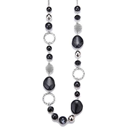 Colliers en perles pour femme - Bijoux Bohémiens en argent avec cristaux - Idée de cadeau fête des mères — Noir