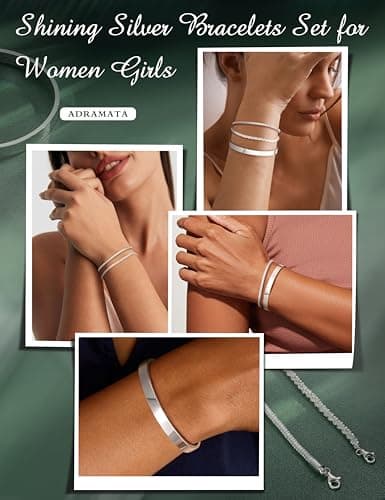 Adramata Argent 925 Reglables Empilables Femmes Bracelets Woman Bijou Valentine Cadeau Boite