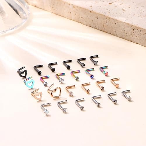 Chriscoco Piercing Nez Bijoux 36Pcs 18G 20G Acier Chirurgical Opale CZ Anneau Nez pour Femmes Hommes Disponibles