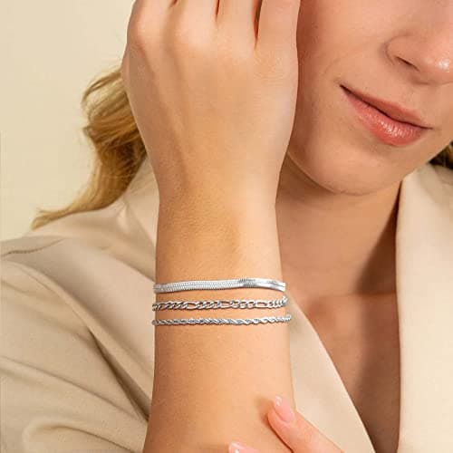 TempBeau : 3Pcs Chaîne Doré Délicat Twist Figaro Bijoux Fantaisie pour Femmes Filles | Argent Or Réglable | Top Recherch