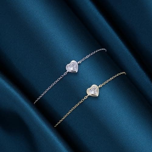 Bracelet Argent 925 GAVU pour Femme, Coeur avec Pierre Zirconia Cubique, Accessoire de Mode pour Femme, Taille Unique