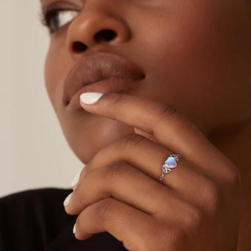 Milacolato Bague Triangle Celtique Pour Femme Adjustables Argent 925 Ovale Rond Coeur Zirconium Bague Bijoux Recyclée Ca