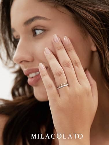 Milacolato Bague en Argent Sterling 925 Zircone Cubique Éternité pour Femmes Élégante et Réglable