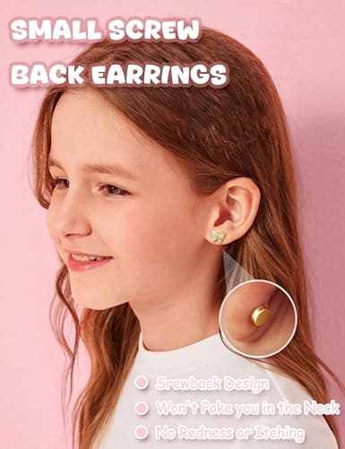 Adramata Boucles d'Oreilles Argent 925 Filles Femme Hypoallergéniques Fer Boucle d'Oreille Sensibles Fleur Coeur Papillo
