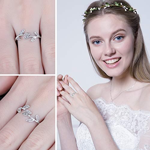 JewelryPalace Bague Ouverte Réglable Zircone Cubique Femme argent 925 Plaqué Or Jaune et Rose, Bienséance Mariage Bagues