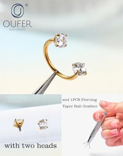 Anneaux de nez OUFER 20 g/18 g - En acier chirurgical 316L - Pour lèvre, sourcil, hélix, daith, oreille - Bijoux de pier