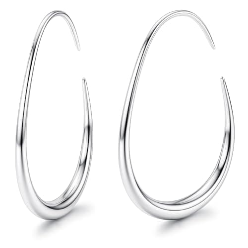 Adramata Boucles d'oreille Créole Femme Acier Inoxydable Hypoallergénique Recycled 30MM — Argent, OD 25MM