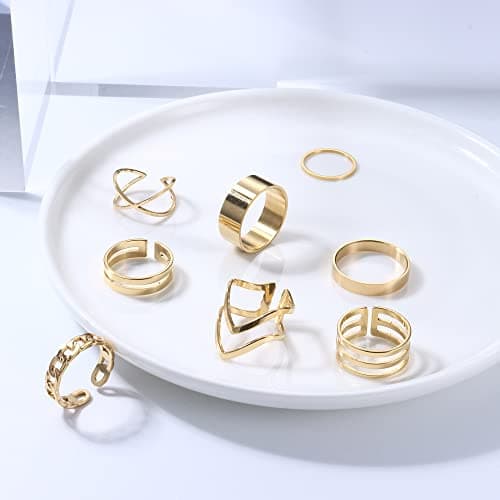 Adramata Acier Inoxydable Bague Empilables pour Femmes - Argent/Or Réglable Cadeau Femmes Bijoux Recycled Claim 100 Pièc
