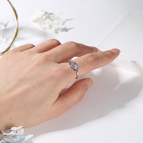 Bague Adramata Femme Argent 925 Pierre de Lune Plaquée Blanc 18 Carats Bague Ovale Brillante Recyclée 100
