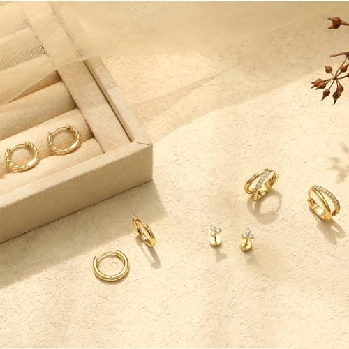 Adramata Boucles d'Oreilles Femme Plaqué Or 14K/Argent - Piercings Tragus, Helix & Creoles 100% Recyclé