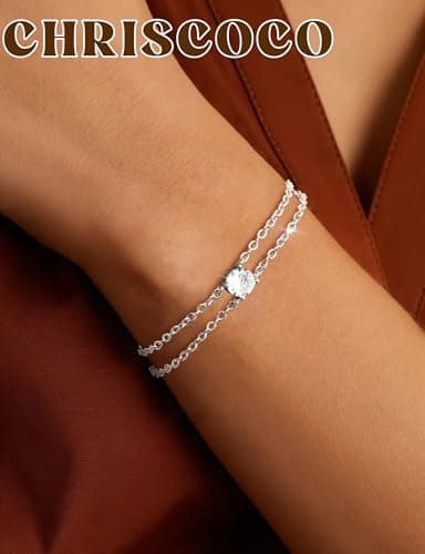 Chriscoco Bijoux Bracelet Argent Sterling 925 Femme pour Femmes Filles - Bracelet Or Réglable et Empilable Trendybijoux