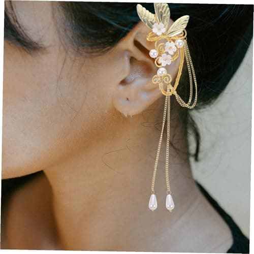 Ipetboom 2 pièces boucles oreilles clip avec ailes et franges pour femmes bijoux décoratifs sans piqure légères et éléga