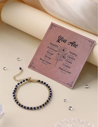 Bracelet Pierre Naturelle Femme Argent 925 Empilable Ajustable Or/Argent Cadeau Femme