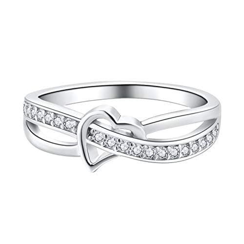 Bague Coeur Argent 925 Oxyde de Zirconium 5A Infini Femme