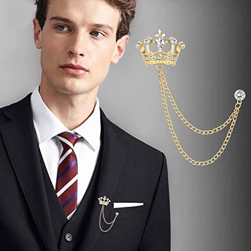 Adramata Broche Épinglette Chaîne Hommes Costume Accessoires Fête des Pères