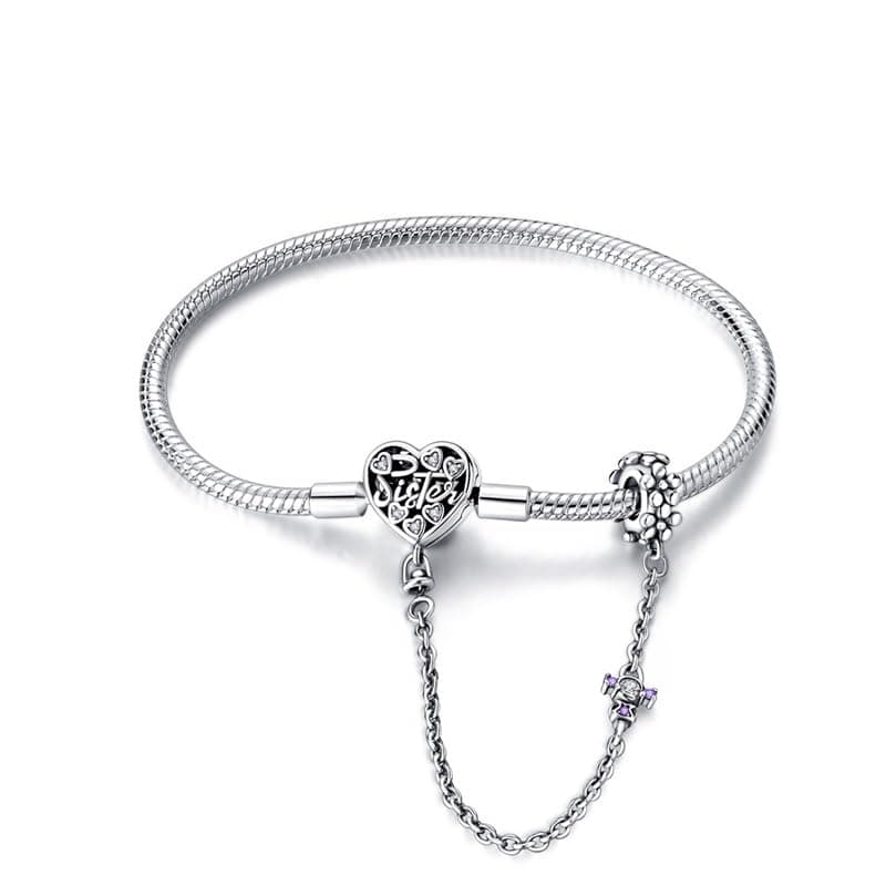 Bracelet en argent sterling 925 femme avec fermoir coeur Saint Valentin CMB051 — PAB008