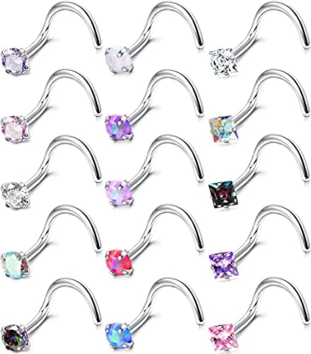 Milacolato Piercing Nez en Acier Inoxydable pour Femme Homme | Anneau Hypoallergénique 18G | Bijoux Nez Anneau Droit 15P