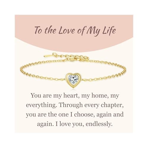 Bracelet Argent 925 GAVU pour Femme, Coeur avec Pierre Zirconia Cubique, Accessoire de Mode pour Femme, Taille Unique — or