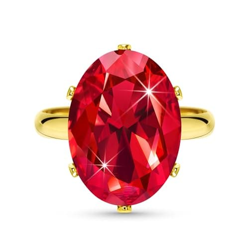 Linawe Bague Ajustable en Diamant Synthétique Moissanite pour Femme, Grande Bague en Cuivre en Trois Nuances d'Or, Or Ro — Or jaune,Juillet