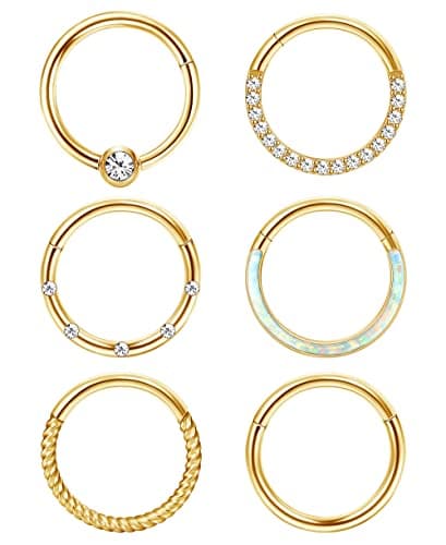 Adramata Anneaux de Nez en Acier Chirurgical pour Femme et Homme - Anneaux d'Or Argent Recycled Claim Standard 100 Pièce — 16G-8MM-Or