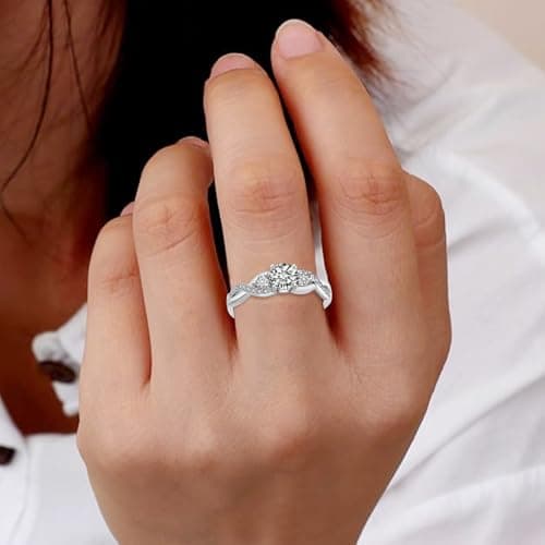 Bague argent sterling 925 HEESA pour femme - or rose, ajustable, corde tordue, bague de promesse, boîte-cadeau