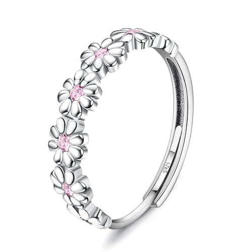 Milacolato Bague Argent 925 Femme Statement Ajustable Jaune/Rose Zircon Cubique Bague Fine pour Femme Fille reopened cla