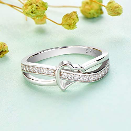 Bague Coeur Argent 925 Oxyde de Zirconium 5A Infini Femme