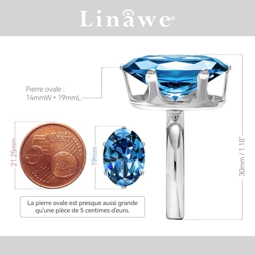 Linawe Bague Ajustable en Diamant Synthétique Moissanite pour Femme, Grande Bague en Cuivre en Trois Nuances d'Or, Or Ro