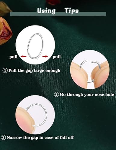 Adramata Or 14K Piercing Nez Acier Chirurgical Hypoallergénique pour Femmes Hommes Anneau de Nez CZ Coeur 20G (14Pcs) Pi