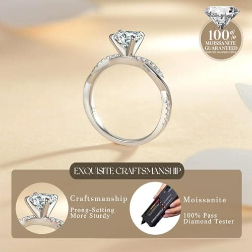 JEYORZY Bague Argent Femme Reglable, Alliance et Bague de Fiancailles, pour Femme en Zircone Cubique, Cadeau de Bijoux S