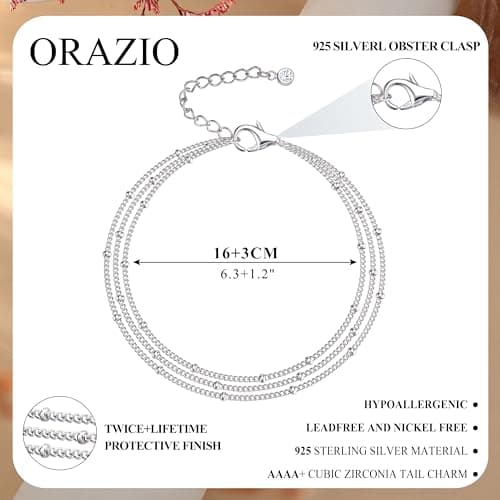 Bracelet Orazio Argent Or Rose Femmes BijouxEmpilables Cadeau Réglables 925 Or Rose Perles