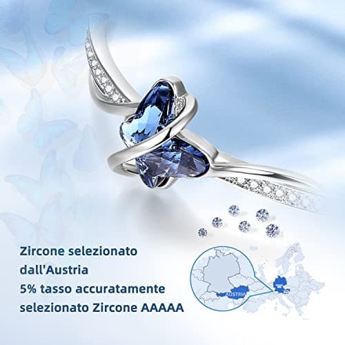 Papillon Bracelet Femme Plaqué Argent Cristal Bleu Cadeau Fête des Mères Femme