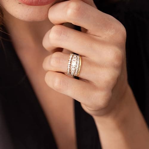 Chriscoco Or Bague Femme 14K Plaqué Zircone Cubique Lot 4 Pc with Presentation Box