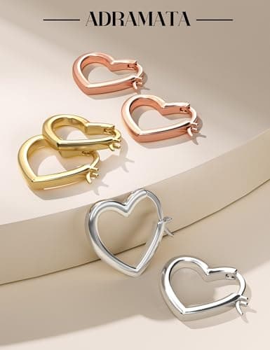 Adramata Boucles d'Oreilles Femme Argent 925 Or Plaquées Créoles Coeurs Recycled Standard 100
Adramata Boucles d'Oreille