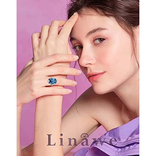 Linawe Bague Ajustable en Diamant Synthétique Moissanite pour Femme, Grande Bague en Cuivre en Trois Nuances d'Or, Or Ro