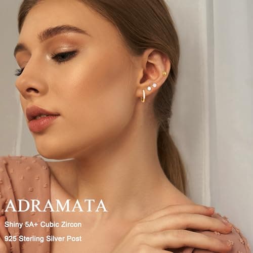 Adramata Boucles d'Oreilles Argent 925 et Or 16K Hypoallergéniques Femme Recycled Standard 100