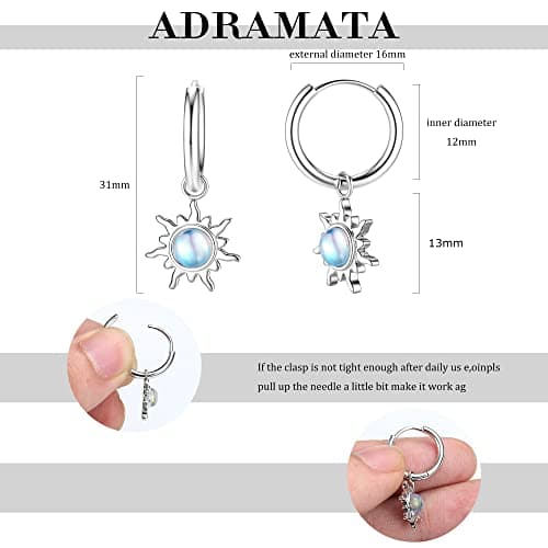 Adramata Boucles d'Oreilles en Pierre de Lune Argent Sterling 925 pour Femme Soleil Fantaisie
Adramata Boucles d'Oreille