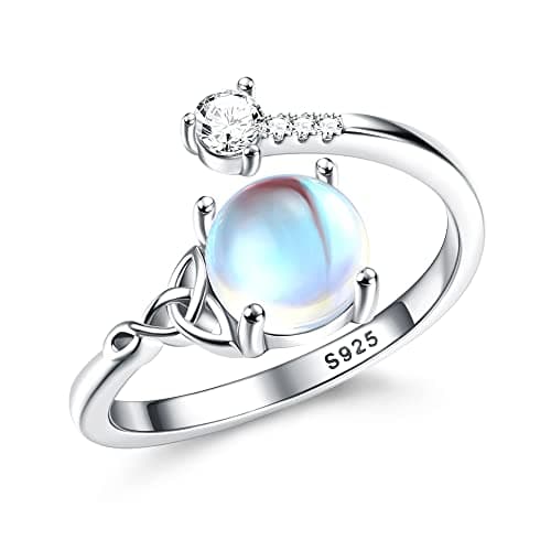 Milacolato Bague Triangle Celtique Pour Femme Adjustables Argent 925 Ovale Rond Coeur Zirconium Bague Bijoux Recyclée Ca — Forme ronde & CZ