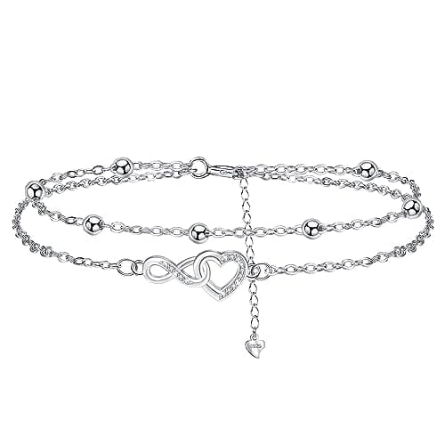 Bracelet Bijoux en Argent Sterling 925 Femme Soeur Mignon Cadeaux d'Anniversaire biedant un Design Élégant et Élancé;cha — argent-cœur infini