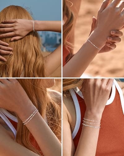 Bracelet CASSIECA Sterling Silver Femme Empilable et Reglable en Or pour Femmes et Fillesappropriées pour Tous Les Événe