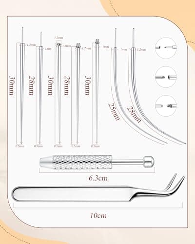 LOLIAS 16G 18G Piercing Aiguilles en Acier Inoxydable pour Oreille Nez Lèvre | Outil Fil d'Insertion sans Filetage | Kit