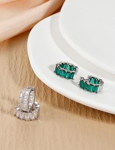 Adramata Boucles d'Oreilles Femme Argent 925 Créoles en CZ Brillant Boucles d'Oreilles Fantaisie Boucles d'Oreilles Femm