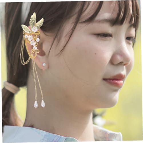 HANABASS Boucles d'oreilles légères à clip pour femmes longues pendantes avec franges dorées non percées accessoires mod