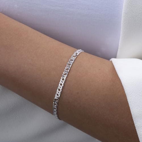 MATERIA by Matthias Wagner SA-136 Bracelet en argent 925 à double chaîne gourmette 3,9 mm pour femme