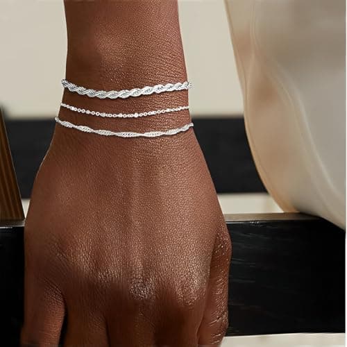 Bracelet ZEPIQOR Argent Sterling 925 Femmes Réglable Empilable Bijoux pour Femmes Filles