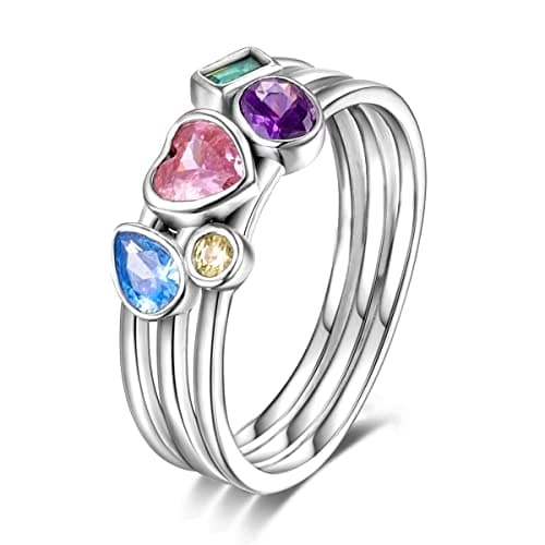 NARMO 925 argent sterling bijou lunaire étoile anneau mauvais oeil coloré zircone cubique femme vintage déclaration tail — Pink Heart
